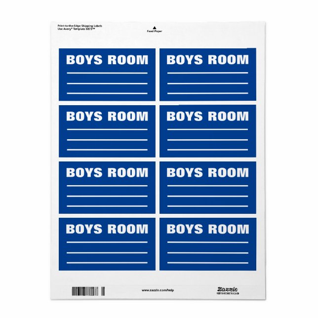 Moving Packing Organising Labels -  Boys Bedroom  (Full Sheet)