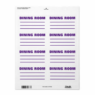 Moving Packing Organising Labels - Dining Room