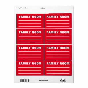 Moving Packing Organising Labels - Family Room