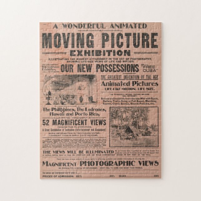 Moving Picture Exhibition Vintage Newspaper Puzzle (Vertical)