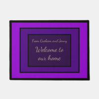 Moving Present Purple Personalised Welcome Doormat