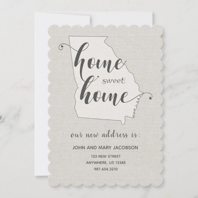 Moving to Georgia New Address Home Sweet Home Invitation (Front)