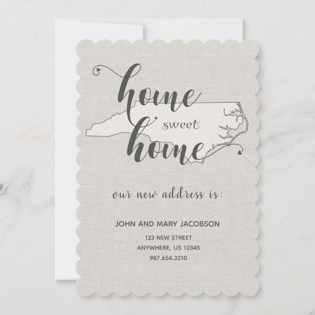 Moving to North Carolina Home Sweet Home Invitation (Front)