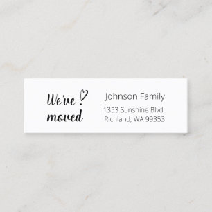 Moving. We've Moved Script. Family New Address. Mini Business Card