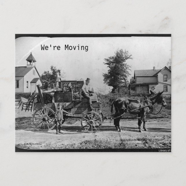 Moving with a Horse and Carriage Postcard (Front)