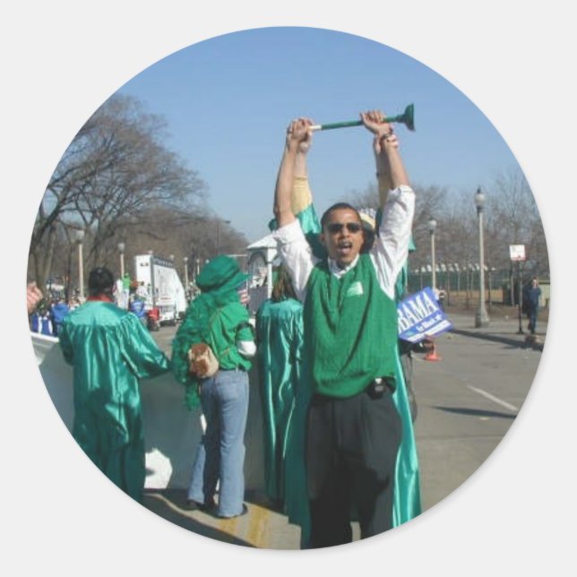 Mow-Bama (Obama) marches with the Lawn Rangers Classic Round Sticker (Front)