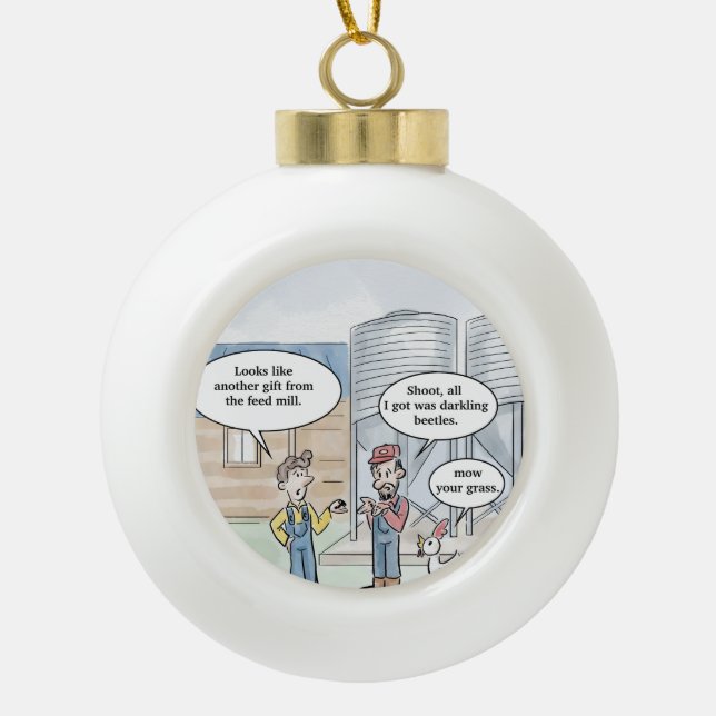 Mow Your Grass Ceramic Ball Christmas Ornament (Front)