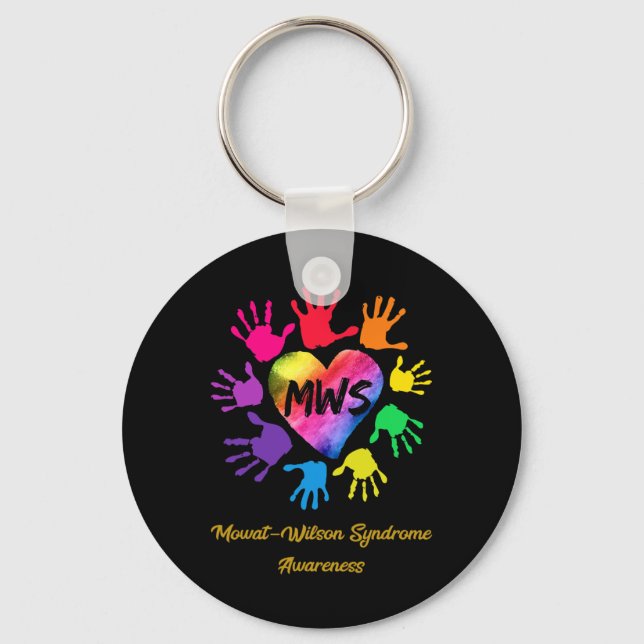 Mowat Wilson Syndrome Awareness Hands Gift  Key Ring (Front)