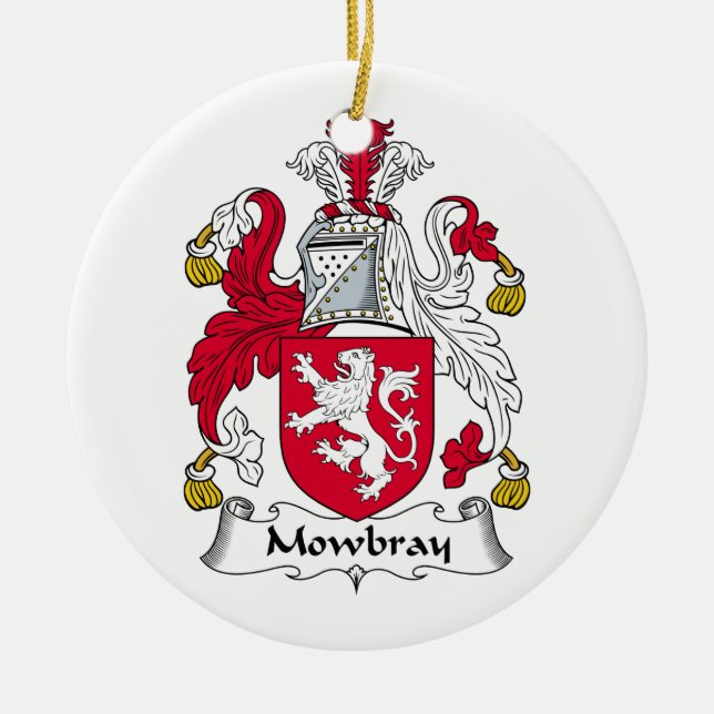 Mowbray Family Crest Ceramic Tree Decoration (Front)