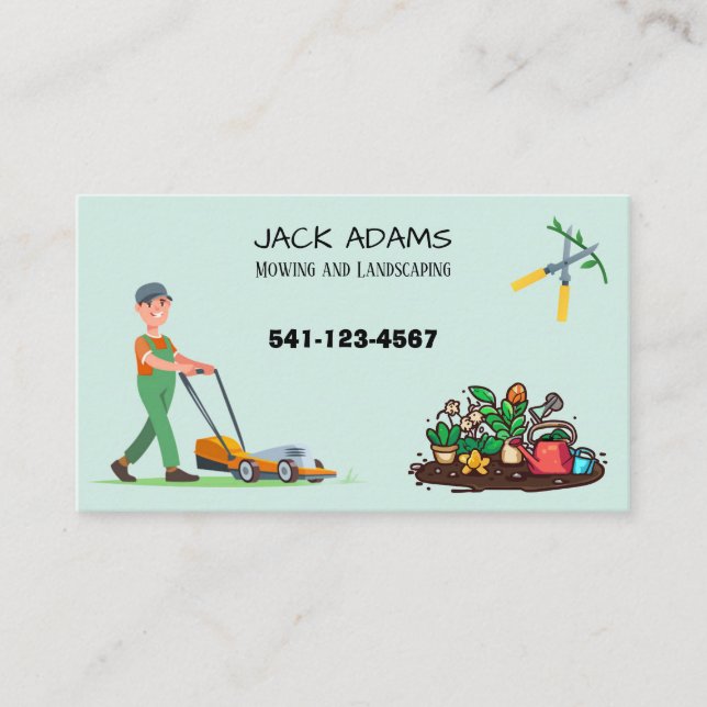 Mowing and Landscaping Business Card (Front)
