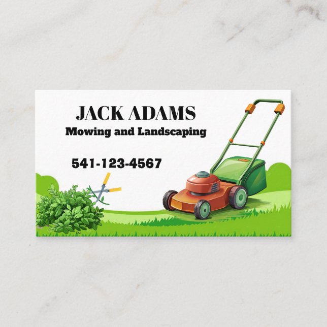 Mowing and Landscaping Business Card (Front)