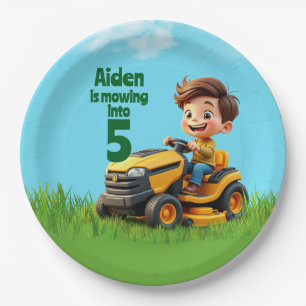 Mowing Into Lawn Mower Birthday Party Paper Plate
