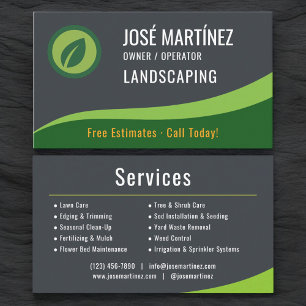 Mowing Lawn Care Landscaping Service Business Card