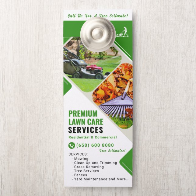 Mowing Lawn Care Service Door Hanger (On Knob)