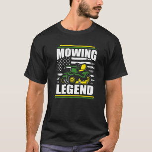 Mowing Legend Lawn Mower American Flag Fathers Da T-Shirt
