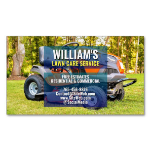(Mowing Service) Lawn Care & Landscaping   Mower Magnetic Business Card
