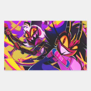 Moxxie&Millie Halloween Slasher   Helluva Boss    Rectangular Sticker