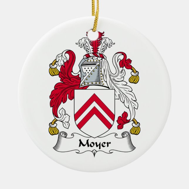 Moyer Family Crest Ceramic Tree Decoration (Front)