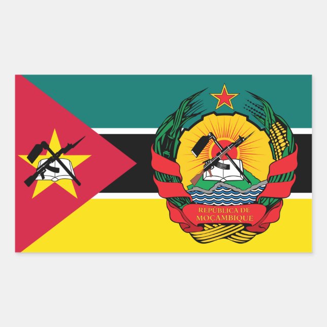 Mozambican Flag & Emblem, Flag of Mozambique Rectangular Sticker (Front)