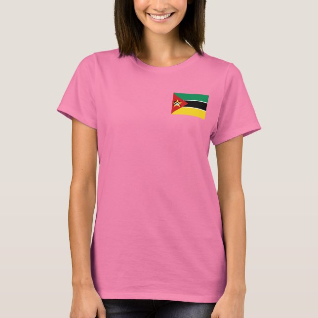 Mozambique Flag and Map dk T-Shirt (Front)
