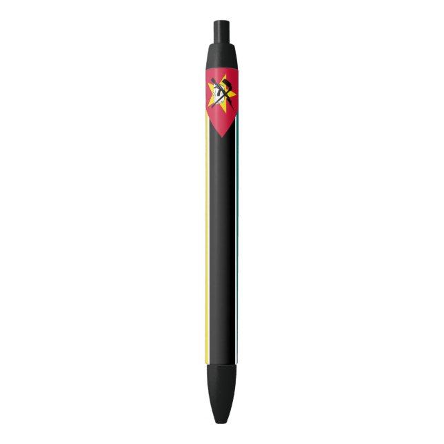 Mozambique Flag Black Ink Pen (Front Vertical)