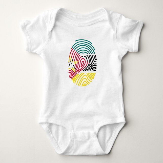 Mozambique Flag Fingerprint Baby Bodysuit (Front)