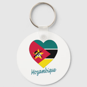 Mozambique Flag Heart Key Ring