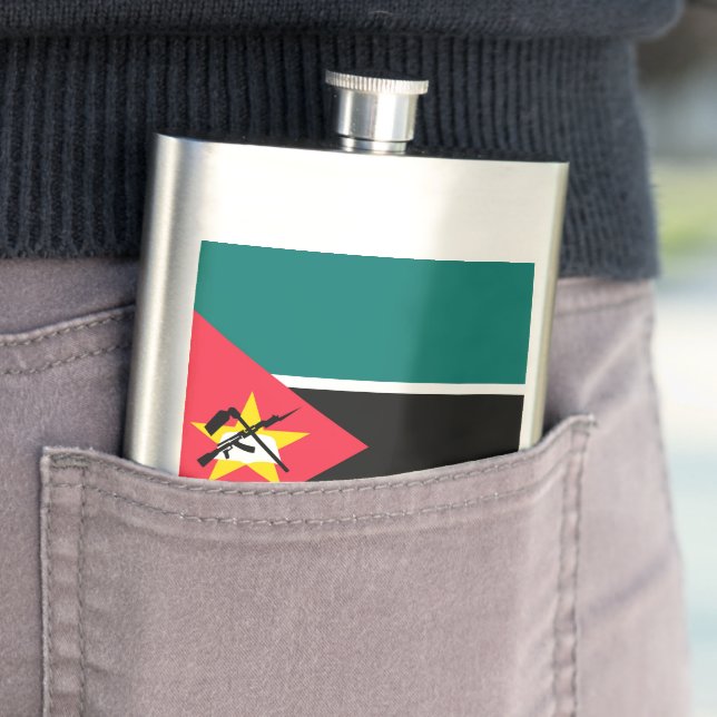 Mozambique flag hip flask (In Situ)