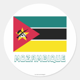 Mozambique Flag with Name Classic Round Sticker
