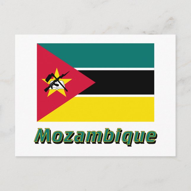 Mozambique Flag with Name Postcard (Front)