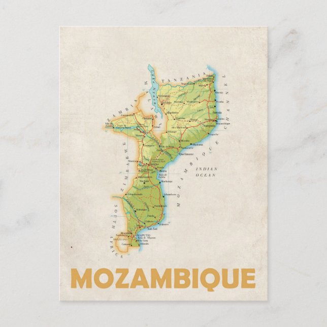 Mozambique map postcard  (Front)