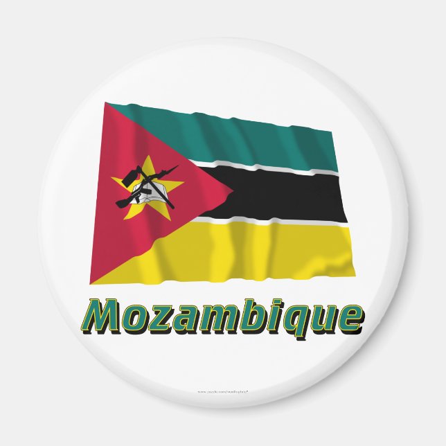 Mozambique Waving Flag with Name Magnet (Front)