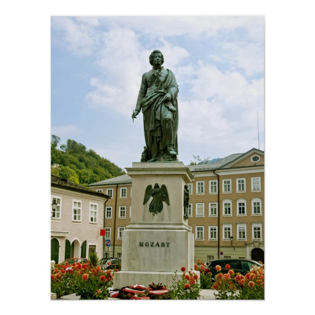 Mozart Monument in Salzburg, Austria Poster (Front)