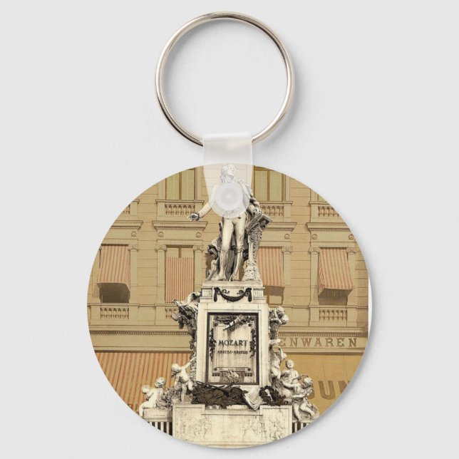 Mozart Monument, Vienna, Austro-Hungary magnificen Key Ring (Front)