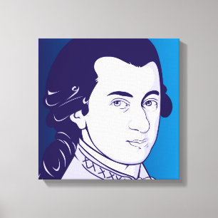 Mozart on Canvas - Cartoon Style, blue/white Print
