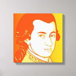 Mozart on Canvas - Cartoon Style, yellow/orange Print