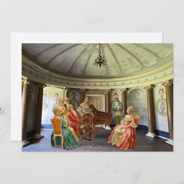Mozart Playing Harpsichord Flat Holiday Card (Front/Back)