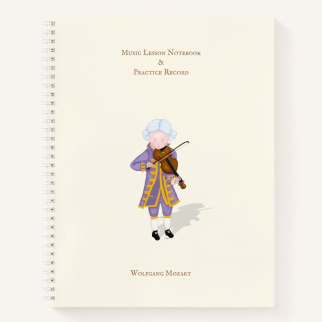 Mozart Playing Violin Personalised Musician's Notebook (Front)