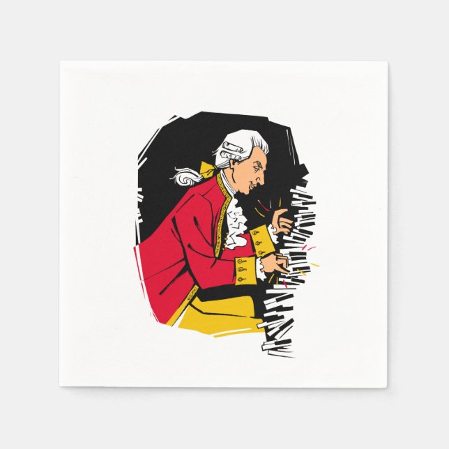 Mozart plays piano napkin (Front)
