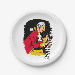 Mozart plays piano paper plate