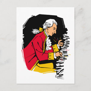 Mozart plays piano postcard