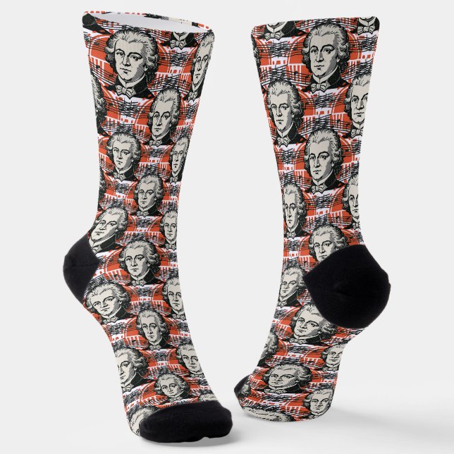 Mozart Portrait Musician gift Socks (Angled)