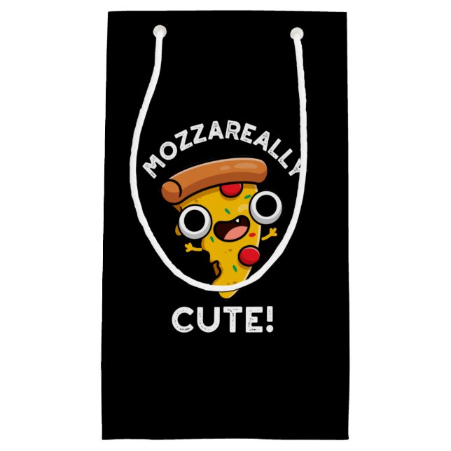 Mozza-really Cute Funny Pizza Pun Dark BG Small Gift Bag (Front)