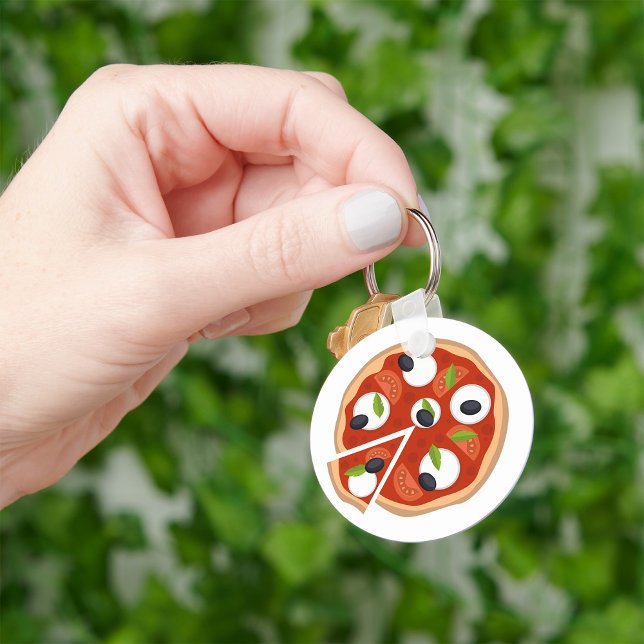 Mozzarella Pizza with Tomato and Basil Key Ring (Creator Uploaded)