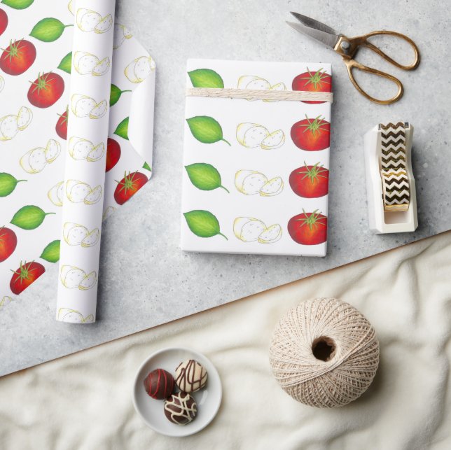 Mozzarella Tomato Basil Italian Food Caprese Salad Wrapping Paper (Crafts)