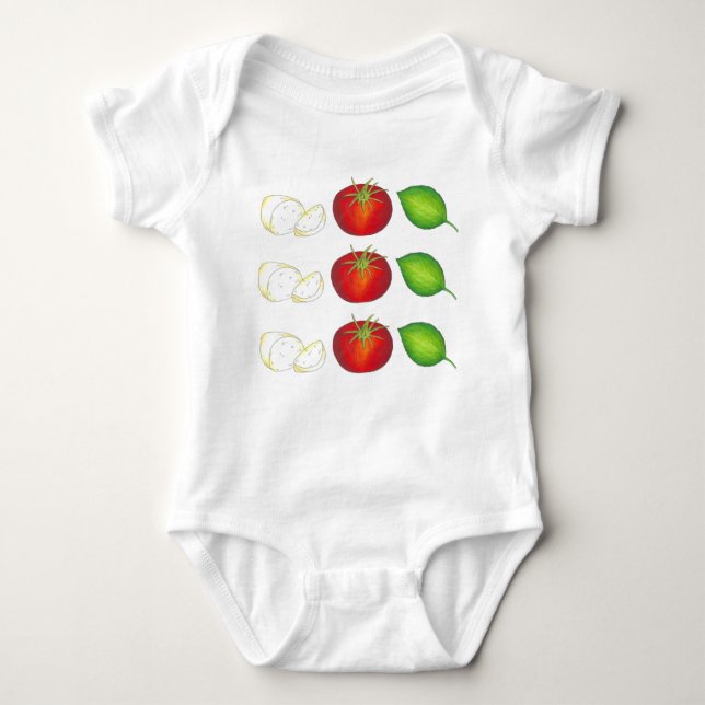 Mozzarella Tomato Basil Italian Food Cooking Baby Bodysuit (Front)