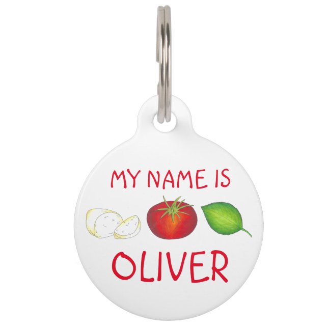 Mozzarella Tomato Basil Italian Food Restaurant Pet Tag (Front)
