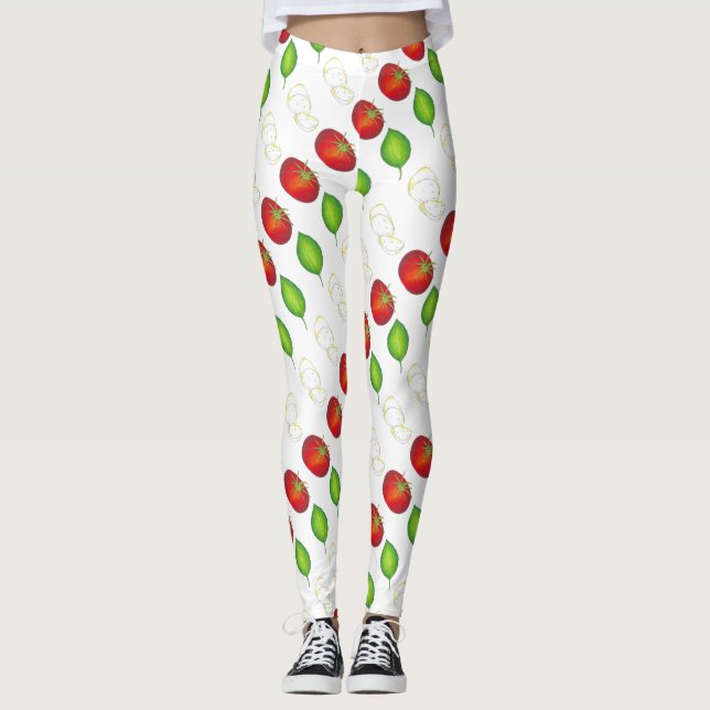 Mozzarella Tomato Basil Italy Italian Food Cooking Leggings (Front)