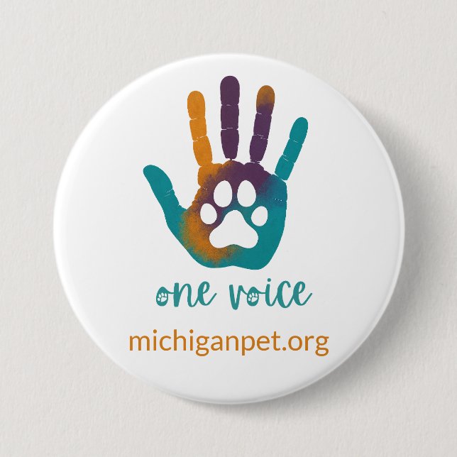 MPA One Voice Paw Print in Hand Print Button (Front)