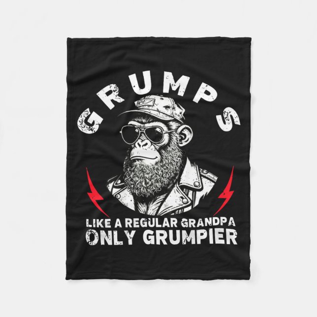 Mps Like A Regular Grandpa Only Mer Monkey (on Bac Fleece Blanket (Front)